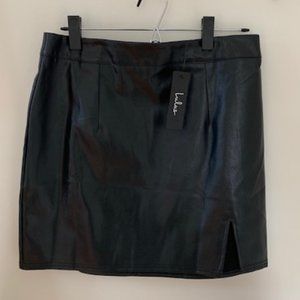 Lulu's Black Vegan Leather Mini Skirt, Medium, NWT